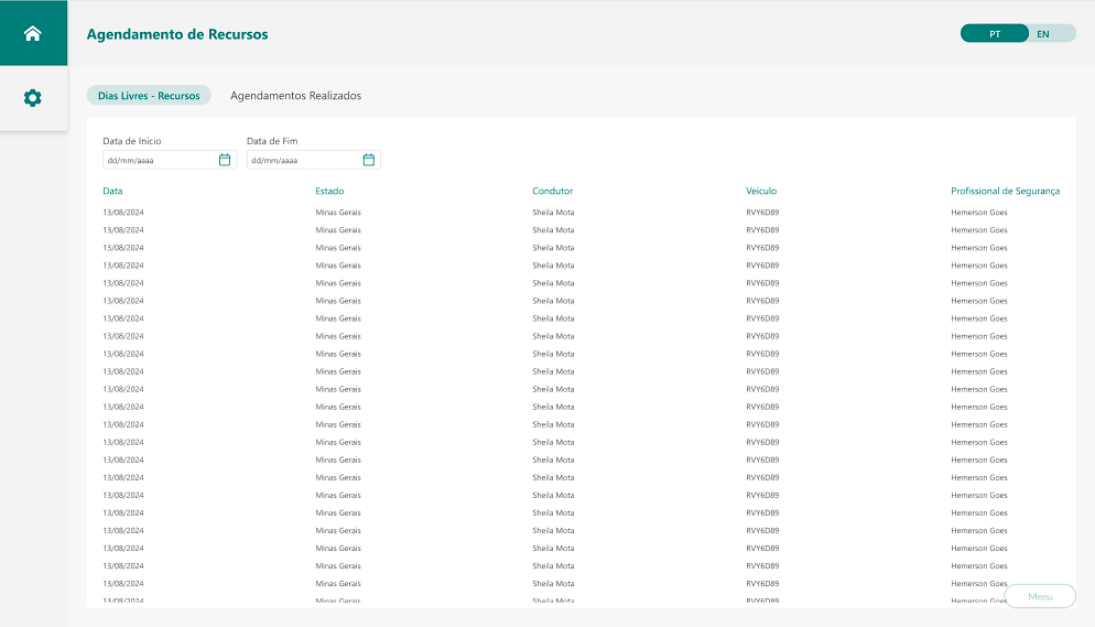 Screenshot 1 - Sistema de Gestão de Recursos